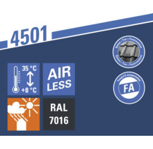 Informationen zu Dachziegel 4501: Temperaturbeständigkeit, Luftzirkulation, Regenschutz, RAL 7016, Beton-Ton-Faserzement und Fungizidausstattung.