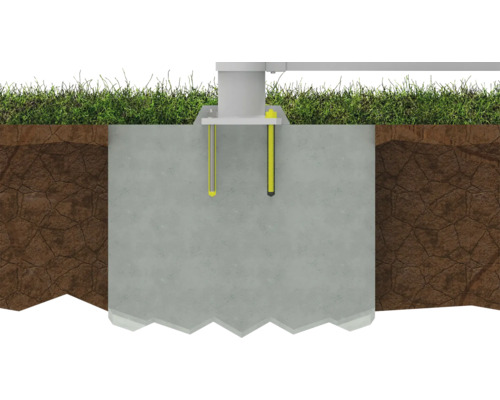 Fundament mit Bodenankern im Querschnitt