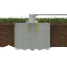 Betonfundament mit Befestigungsschrauben für den Außenbereich