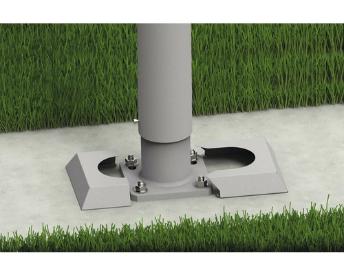 Befestigung eines Pfostens mit Abdeckung auf Betonboden