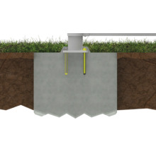 Fundament mit Befestigungsschrauben im Boden