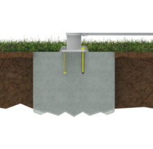 Fundament mit Dübelbefestigung im Bodenquerschnitt
