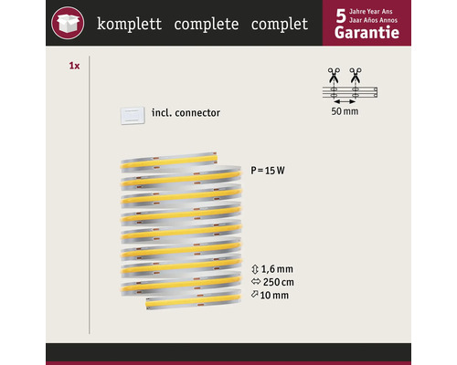 LED Streifen Komplettset mit 250 cm Länge und 15 Watt Leistung