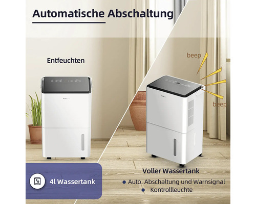 Luftentfeuchter mit 4 Liter Wassertank und automatischer Abschaltung