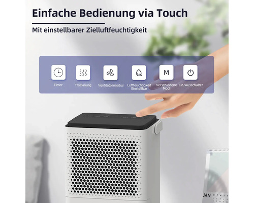 Luftbefeuchter mit Touchbedienung und einstellbarer Zielluftfeuchtigkeit