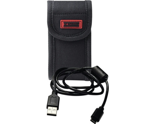 Schwarze Tasche mit USB-Kabel