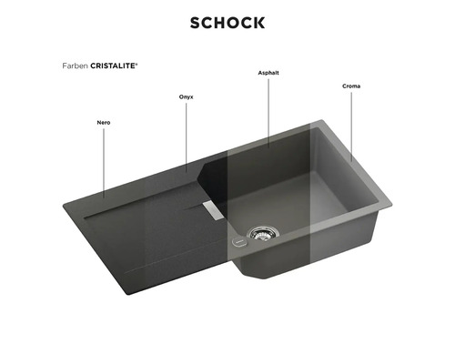 Schock Spüle in verschiedenen Farben: Nero, Onyx, Asphalt und Croma