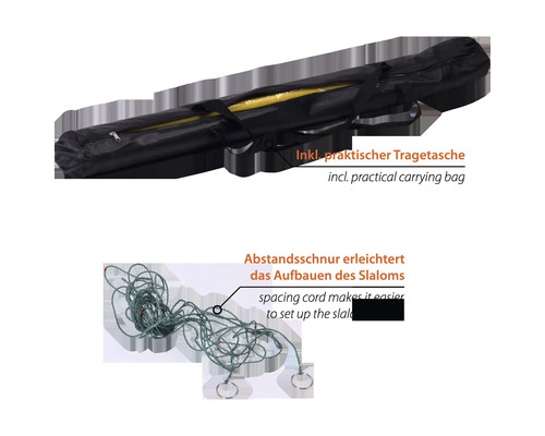 Slalomstangen im Transporttasche mit Abstandshalter