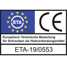 Europäische Technische Bewertung ETA-19/0553 für Schrauben als Holzverbindungsmittel, CE-Kennzeichnung