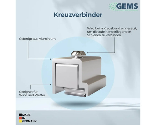 Kreuzverbinder aus Aluminium zur Verbindung von Schienen, geeignet für Wind und Wetter