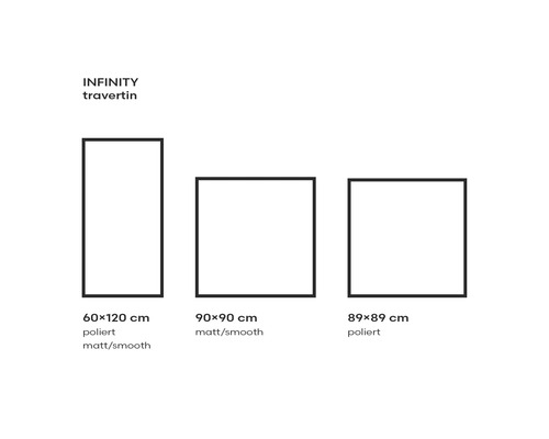 "Infinity Travertin Fliesen in verschiedenen Größen: 60x120 cm, poliert und matt/glatt