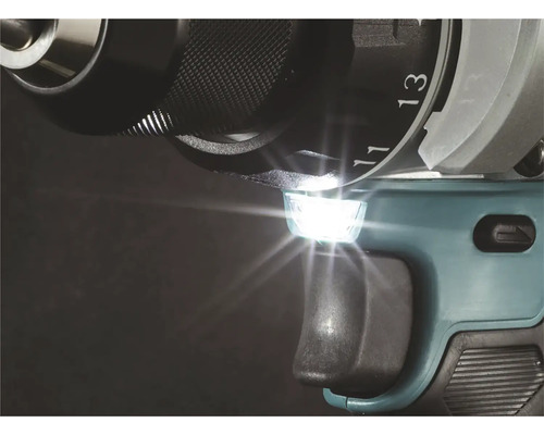 Detailaufnahme einer Bohrmaschine mit LED-Beleuchtung.