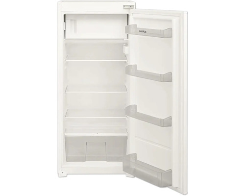 Offener Kühlschrank mit Regalen und Türfächern