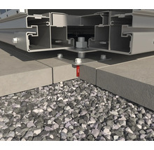 Befestigungselemente auf Betonplatten und Kiesbett