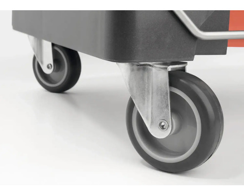 Rolle eines Transportwagens aus Metall und Gummi