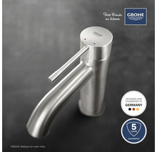 Grohe Einhebel-Waschtischarmatur mit Grohe Logo, Hergestellt in Deutschland Siegel und 5 Jahre Garantie Siegel