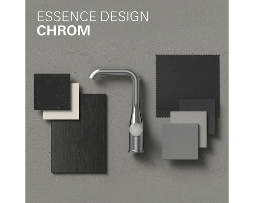 Essence Design Chrom Wasserhahn mit Materialproben
