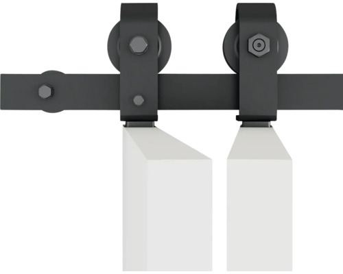 Schiebetürbeschlag mit Rollen und Führungsschiene