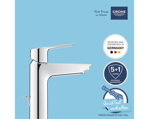 Grohe Waschtischarmatur mit QuickTool und Garantie