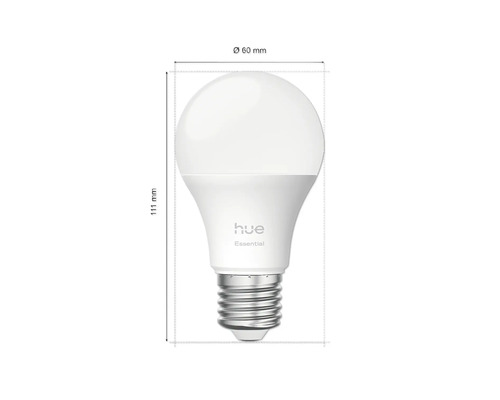 Philips Hue Essential Lampe mit den Maßen 111 mm Höhe und 60 mm Durchmesser
