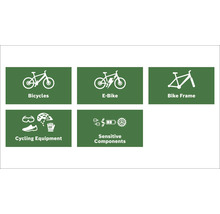 Abbildungen von Fahrrädern, E-Bikes, Fahrradrahmen, Fahrradzubehör und empfindlichen Komponenten