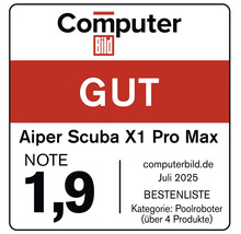 Computer Bild Siegel GUT für Aiper Scuba X1 Pro Max mit der Note 1,9