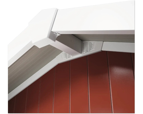 Detailansicht eines Gartenhauses mit Dach und Wand