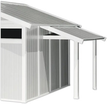 Detailansicht eines Gartenhauses mit Vordach
