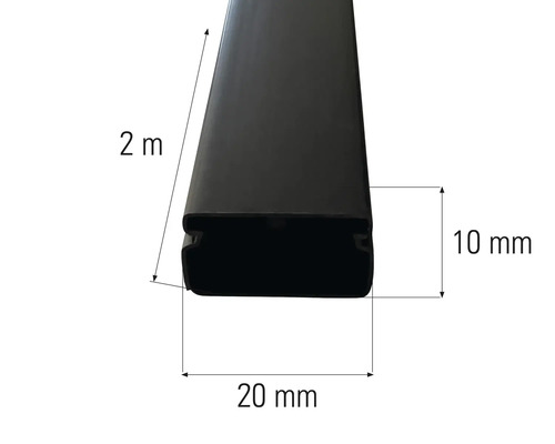 Abbildung eines zwei Meter langen Profils mit den Maßen zehn mal zwanzig Millimeter.