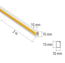 Installationskanal, zwei Meter lang, Maße zehn mal 15 Millimeter