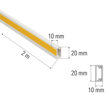 Kunststoff Profilleiste, 2 Meter Länge, mit Maßangaben