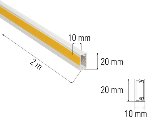 Kunststoff Profilleiste, 2 Meter Länge, mit Maßangaben