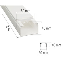 Kabelkanal, 2 Meter Länge, 60 Millimeter Breite, 40 Millimeter Höhe
