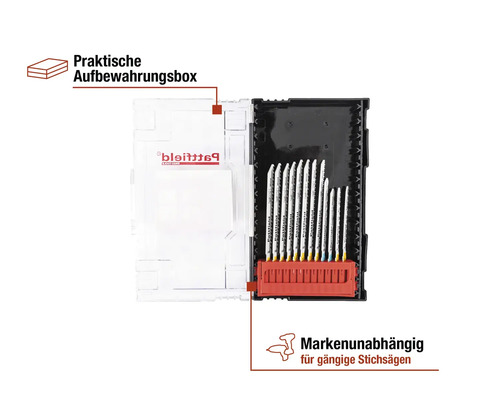 Jigsaw blades set in storage box