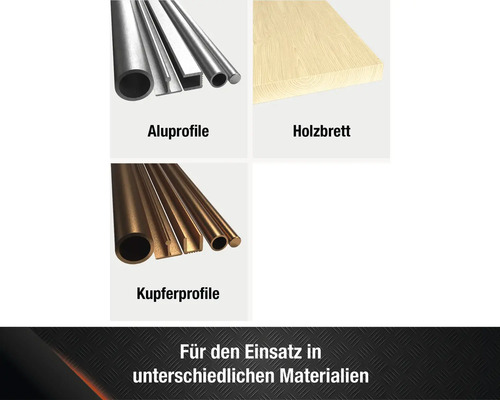 Aluminiumprofile, Holzbrett und Kupferprofile für verschiedene Materialien