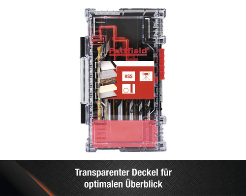 Patfield Werkzeugsatz mit HSS Bohrer in transparenter Box
