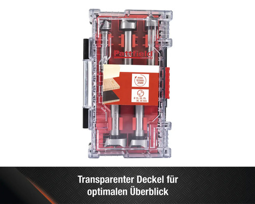 Pattfield Forstnerbohrer Set mit Durchsichtiger Box