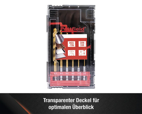 Pattfield Spiralbohrer Set aus HSS Stahl in transparenter Verpackung