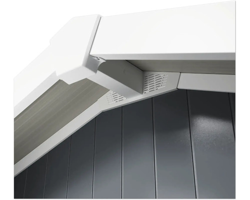 Detailansicht eines Gartenhauses mit Entlüftung