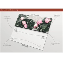 Glasbild mit Blumenmotiv, inklusive Abstandshalter, glänzende Oberfläche, zur Aufhängung bereit