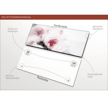 Glasbild mit Aufhängern und Abstandshaltern