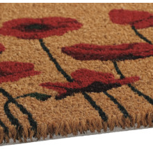 Fußmatte aus Kokosfaser mit Mohnblumenmuster