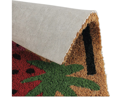 Fußmatte aus Kokosfaser mit Erdbeer- und Palmenmotiv