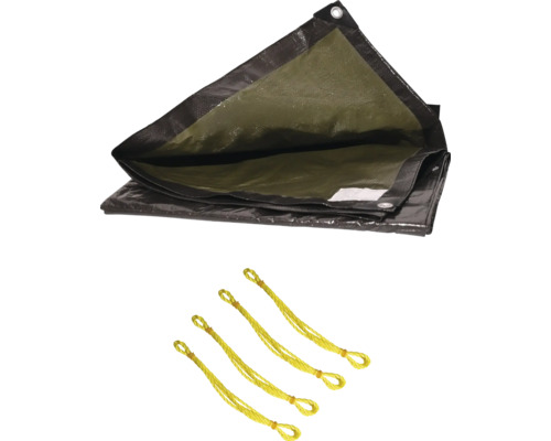 Plane mit Ösen und Befestigungsseilen