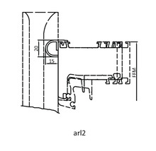 Technische Zeichnung eines Profils mit Maßangaben