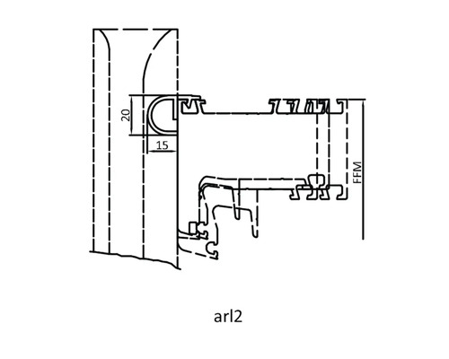 Technische Zeichnung eines Profils mit Maßangaben