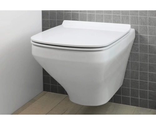 Wand-WC aus Keramik mit Deckel