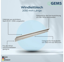 Windleiblech 2050 Millimeter Länge aus verzinktem Stahl für Wind und Schneelasten geeignet