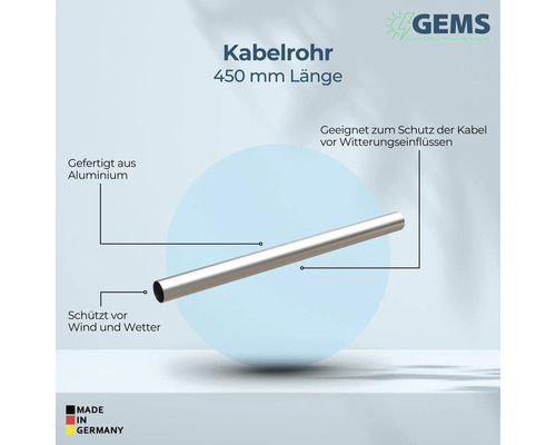 Aluminium Kabelrohr mit 450 Millimeter Länge zum Schutz von Kabeln vor Witterungseinflüssen