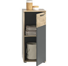 Badezimmerschrank mit Regalen, Textilien und Aufbewahrungsbehältern